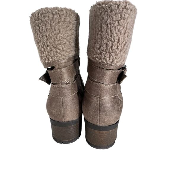 "WHITE MOUNTAIN" Womens Chunky Heel Boot "Bandwagon" Winter Boots Faux Fur - Picture 3 of 13